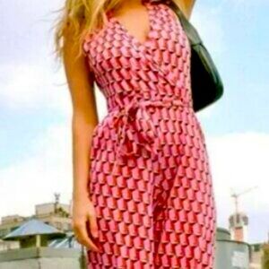 New w tags!DFV for Target Women's Collared Sleeveless Pink Geo Jumpsuit size XXL